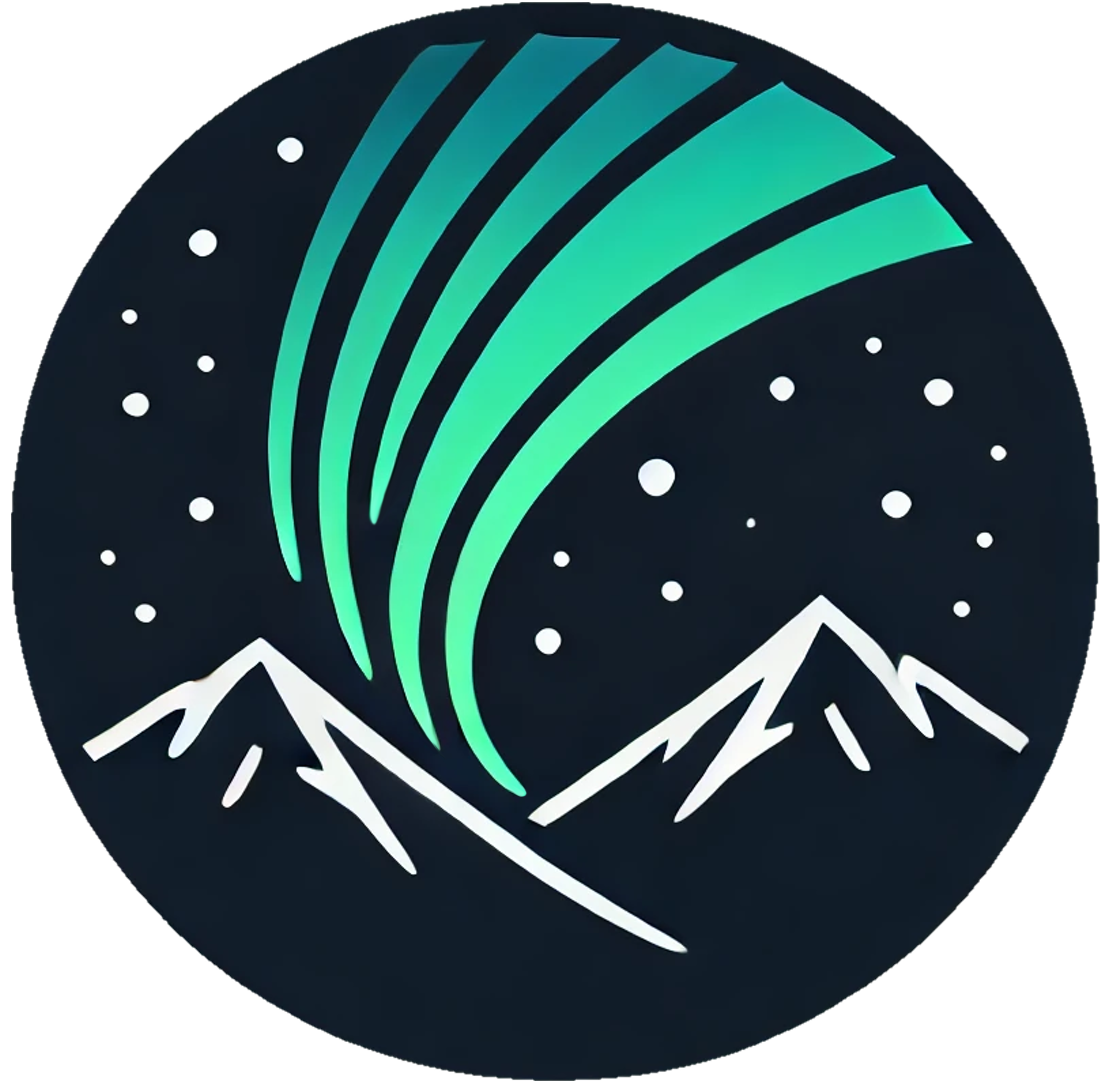 Bifrost Northern Lights logo showing minimalistic design of northern lights over mountains 